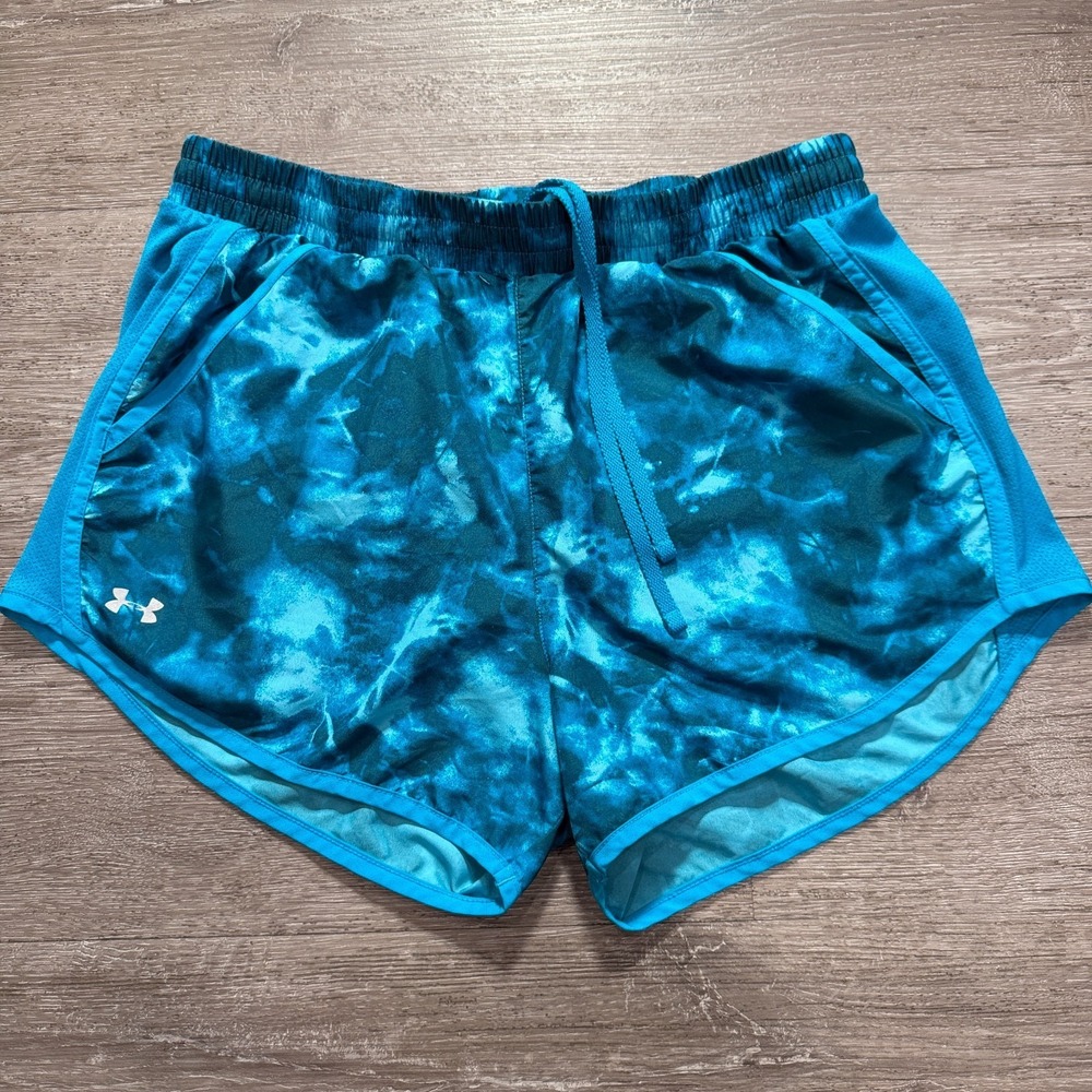 Under Armour Shorts Womens Medium Blue Aqua Fusion Lined Athletic Performance